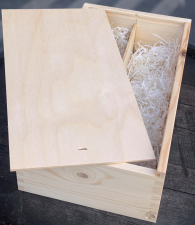 Houten geschenkkist 2 flessen (75cl) met schuifdeksel